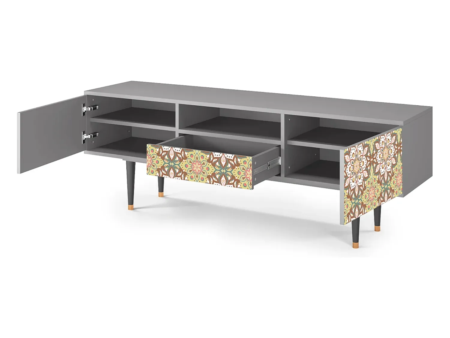 Clearance Mueble de TV - 170х59х41 cm - T6 - Chinese Tea, Cinza Cinzento