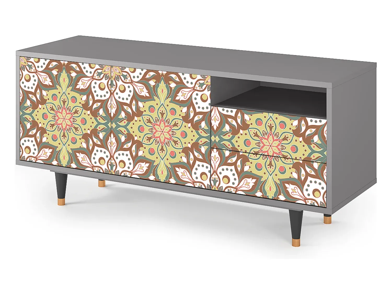 Mueble de TV - 125х56х41 cm - T7 - Chinese Tea, Cinza Cinzento