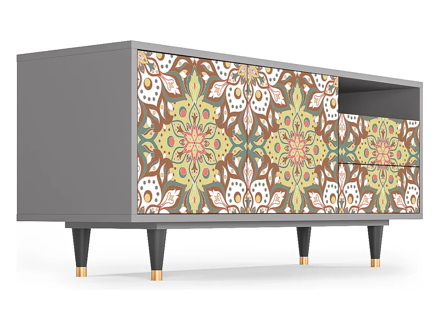 Mueble de TV - 125х56х41 cm - T7 - Chinese Tea, Cinza Cinzento