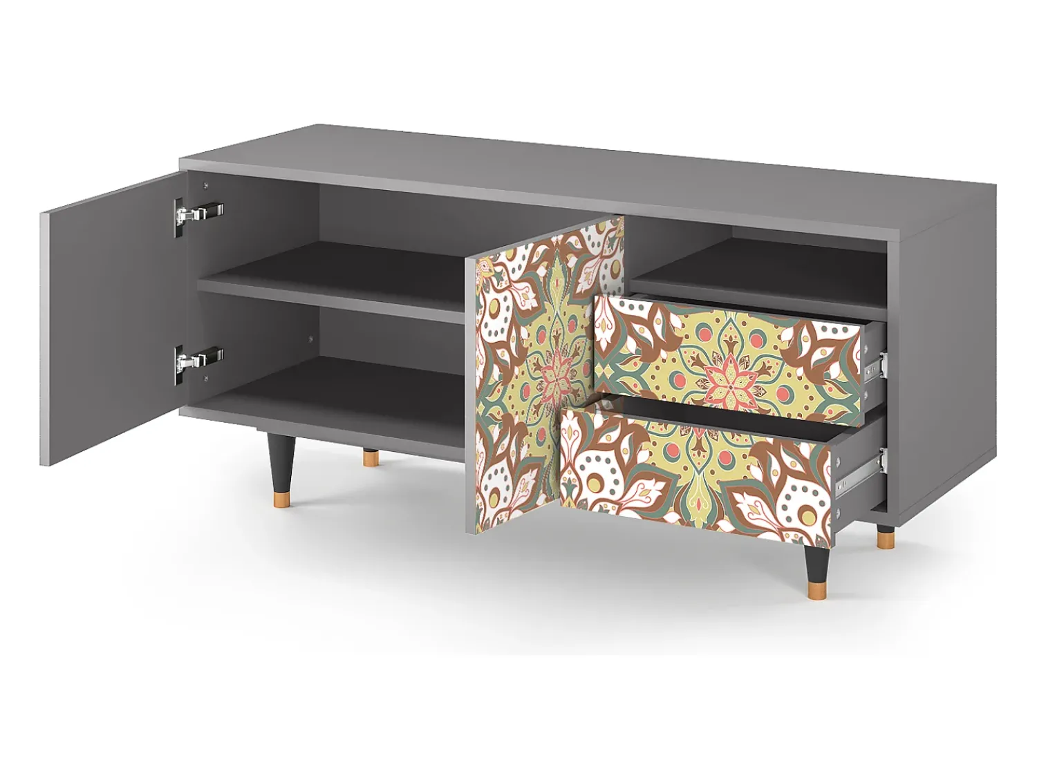 Mueble de TV - 125х56х41 cm - T7 - Chinese Tea, Cinza Cinzento
