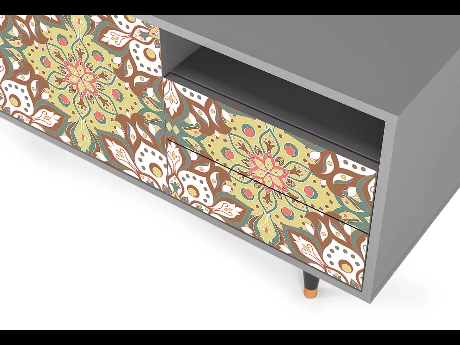 Mueble de TV - 125х56х41 cm - T7 - Chinese Tea, Cinza Cinzento