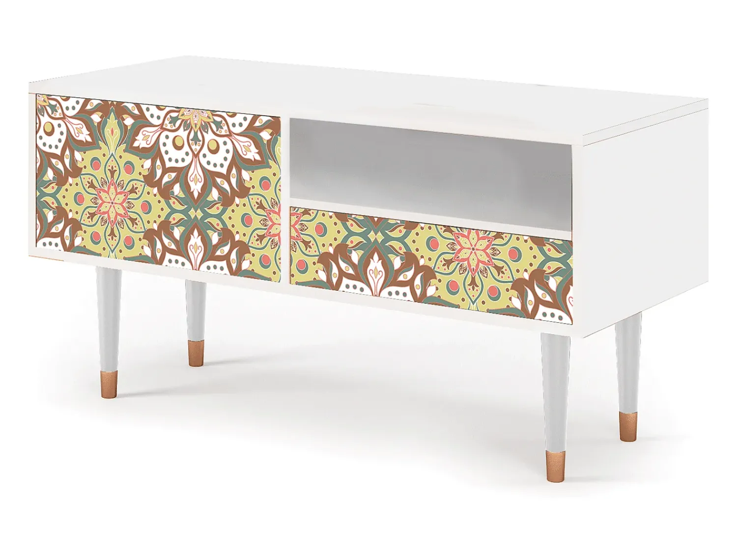 Móvel De Tv* Mueble de TV - 115х59х48 cm - T3 - Chinese Tea, Branco Bege
