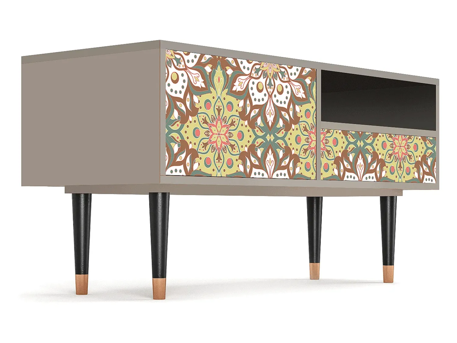 Móvel De Tv| Mueble de TV - 115х59х48 cm - T3 - Chinese Tea, Areia Bege