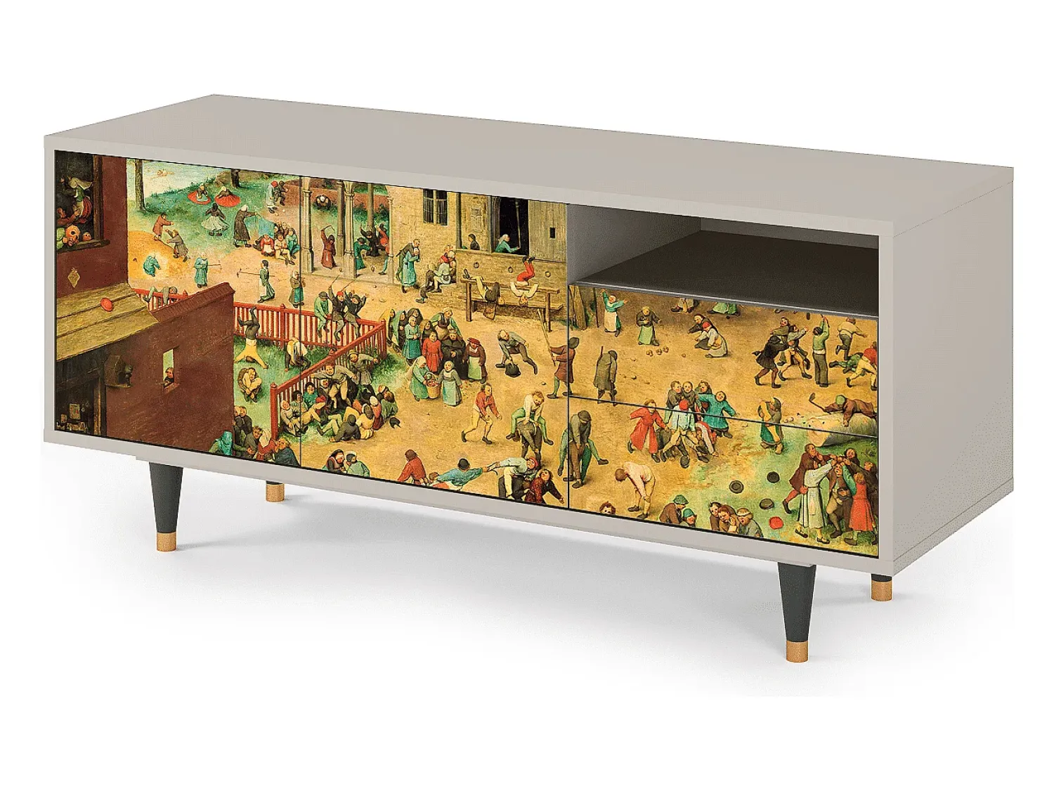 Móvel De Tv* Mueble de TV - 125х56х41 cm - T7 - Children Games, Areia Bege