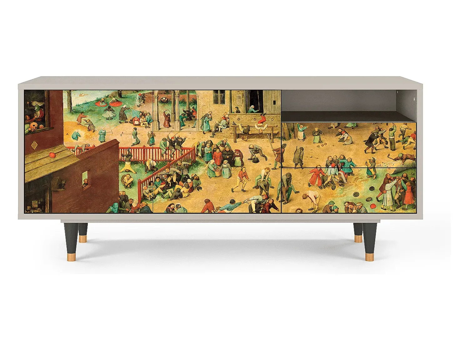 Móvel De Tv* Mueble de TV - 125х56х41 cm - T7 - Children Games, Areia Bege