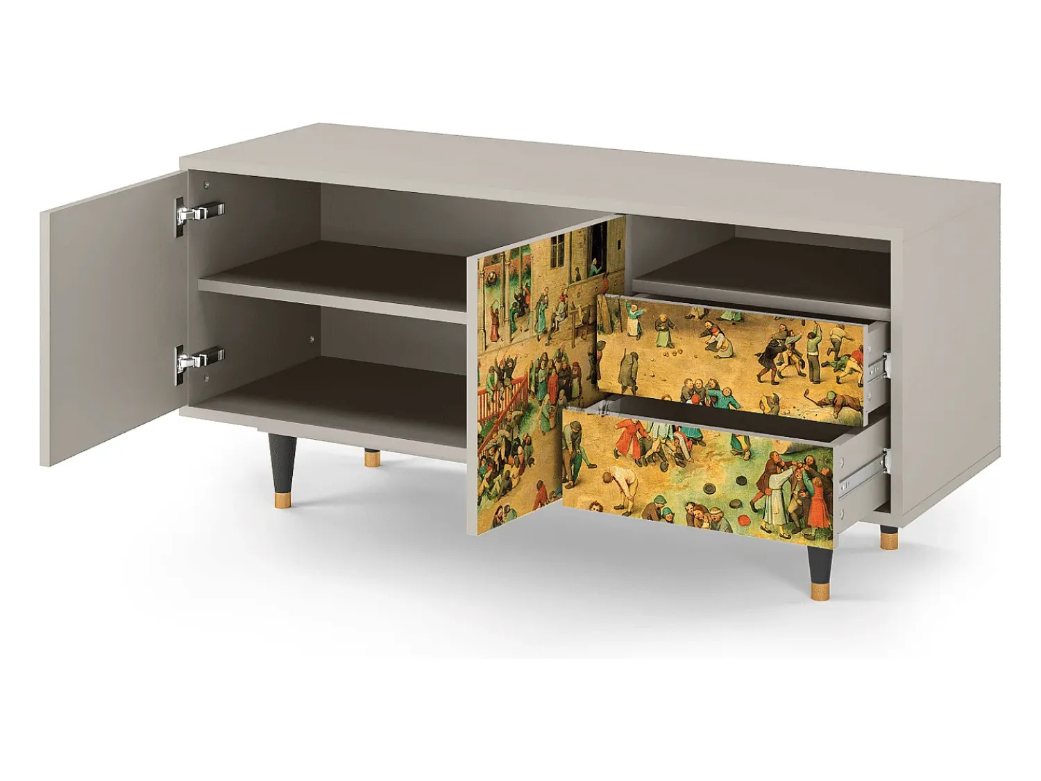 Móvel De Tv* Mueble de TV - 125х56х41 cm - T7 - Children Games, Areia Bege