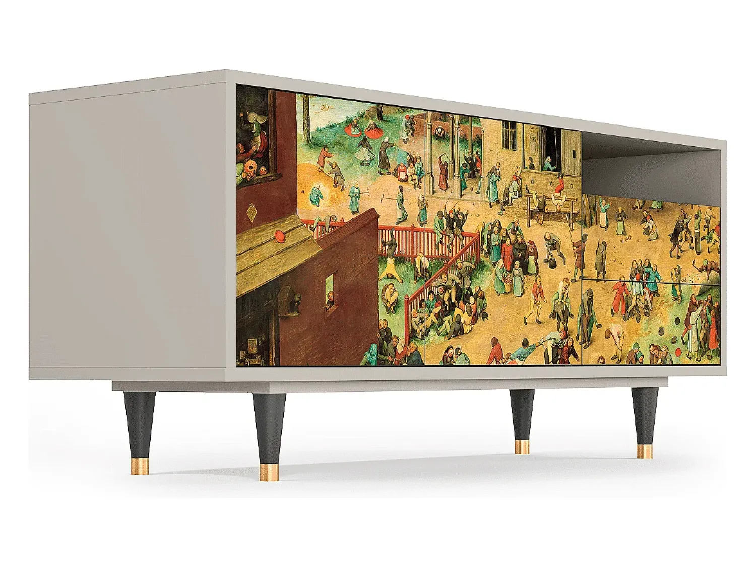 Móvel De Tv* Mueble de TV - 125х56х41 cm - T7 - Children Games, Areia Bege