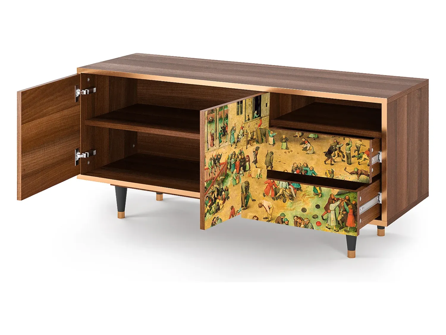 Móvel De Tv* Mueble de TV - 125х56х41 cm - T7 - Children Games, Nogueira Castanho