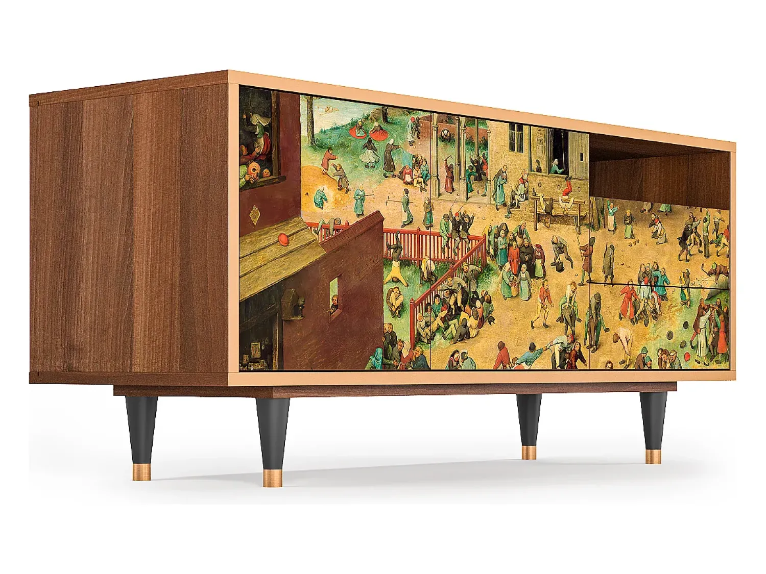 Móvel De Tv* Mueble de TV - 125х56х41 cm - T7 - Children Games, Nogueira Castanho