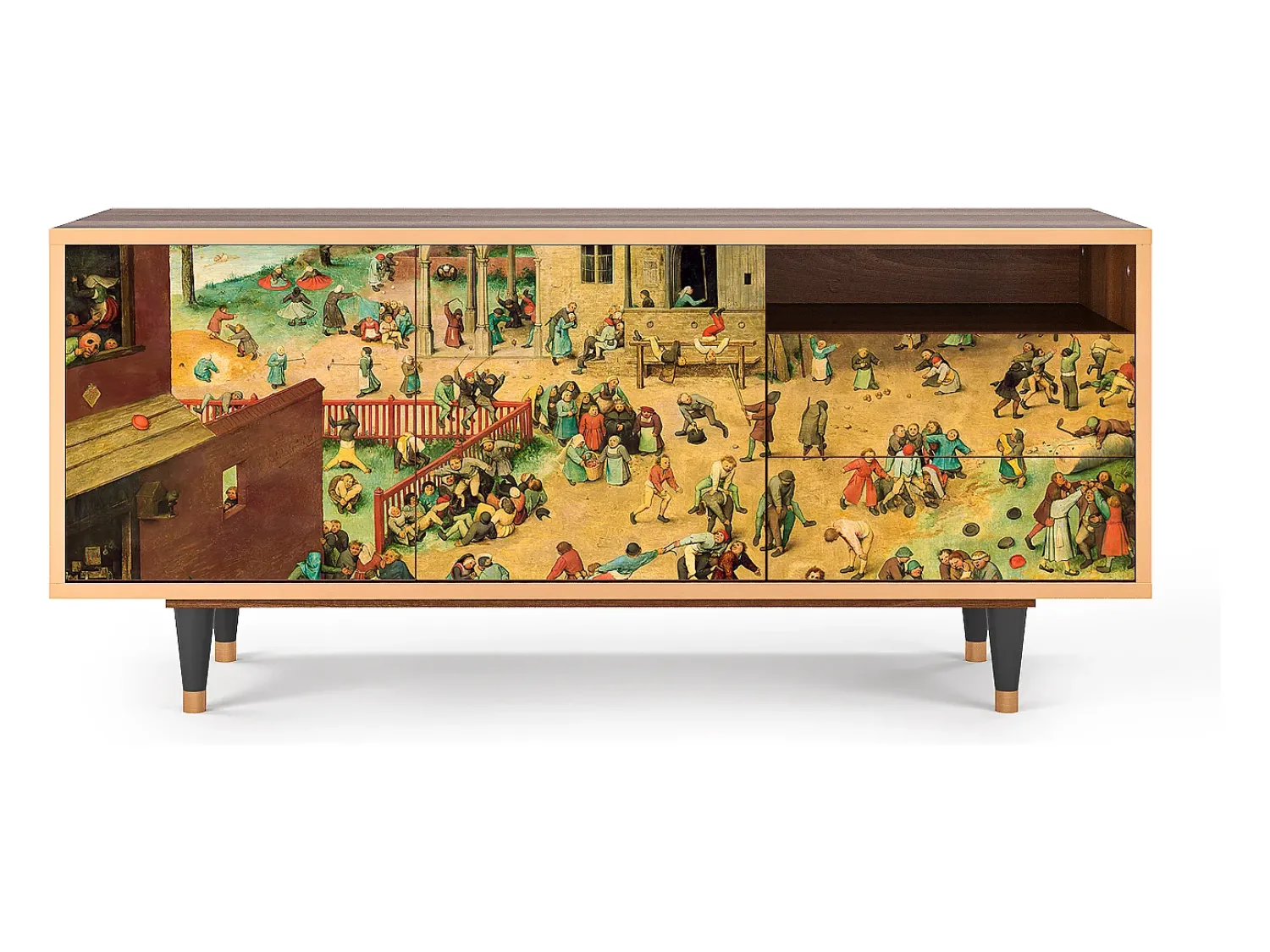 Móvel De Tv* Mueble de TV - 125х56х41 cm - T7 - Children Games, Nogueira Castanho