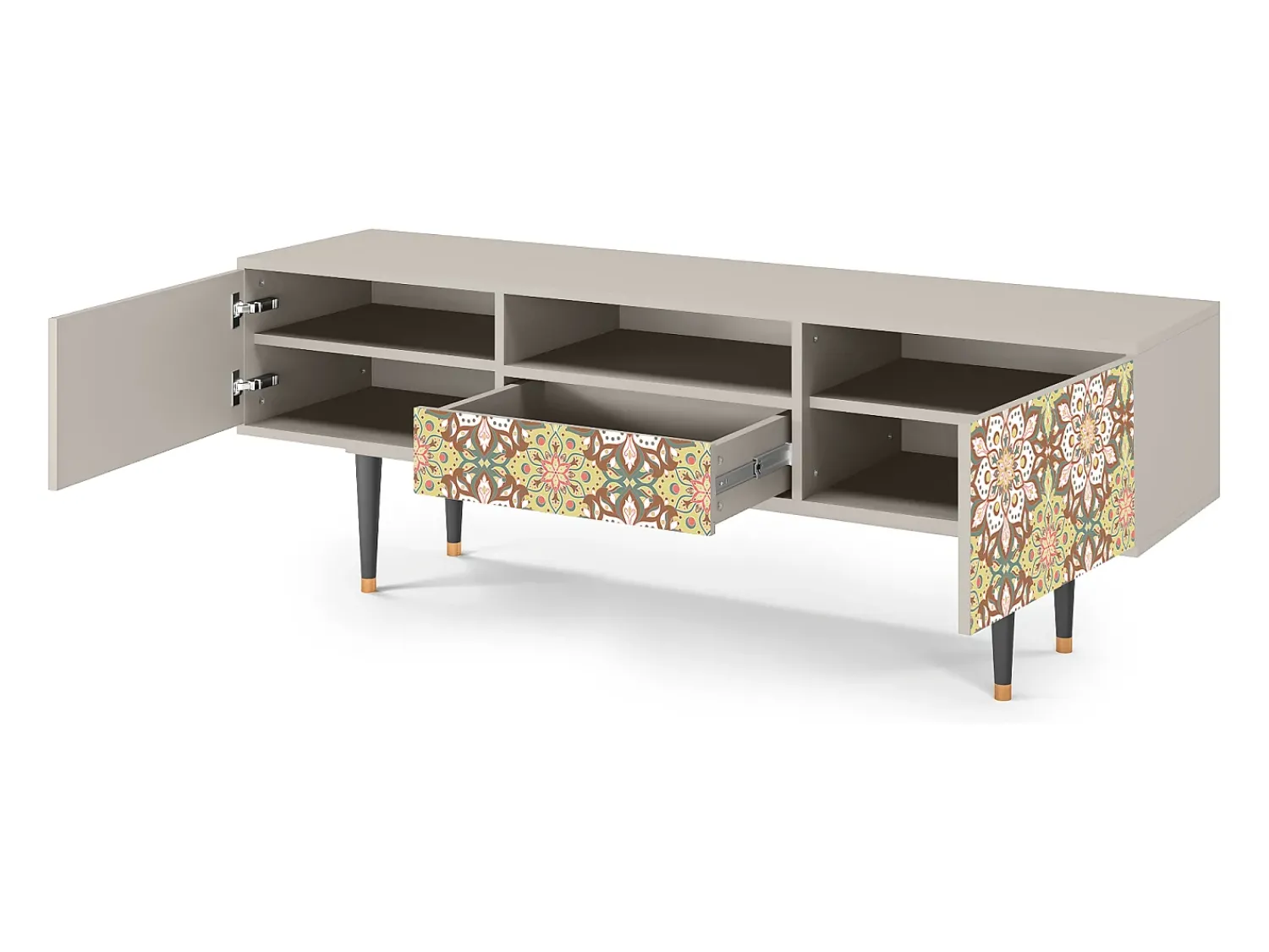 Móvel De Tv* Mueble de TV - 170х59х41 cm - T6 - Chinese Tea, Areia Bege