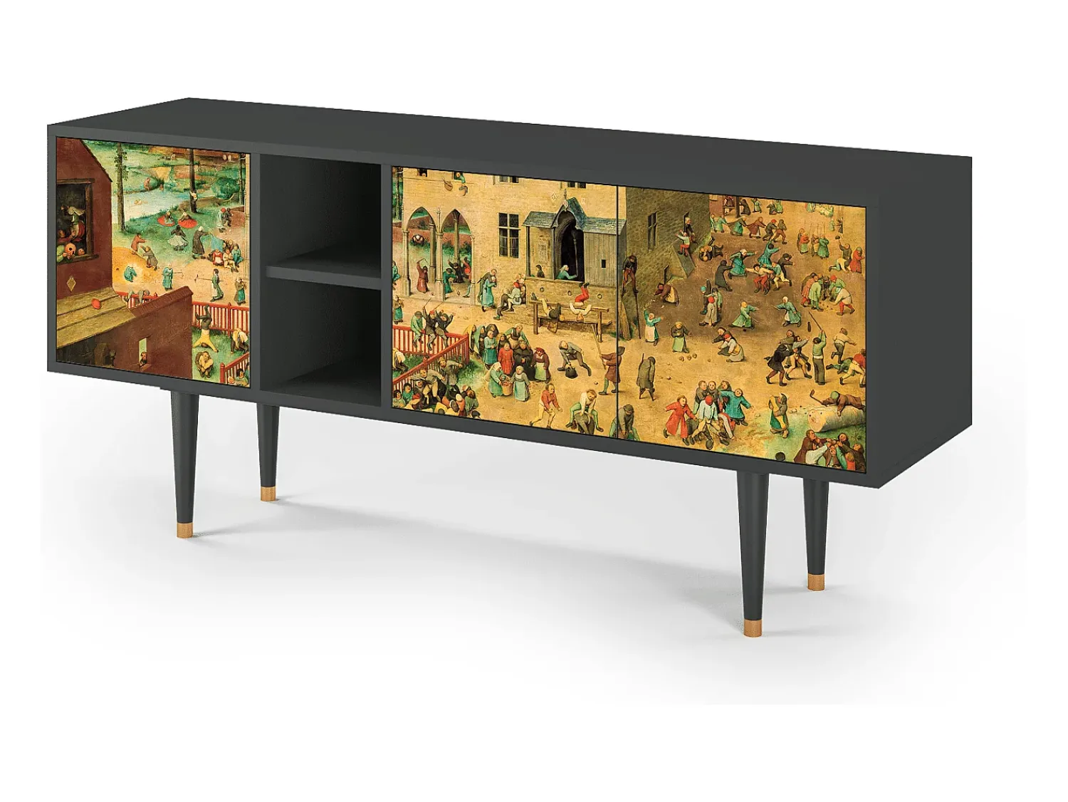 Móvel De Tv| Mueble de TV - 150х69х41 cm - T5 - Children Games, Antracite Cinza antracite