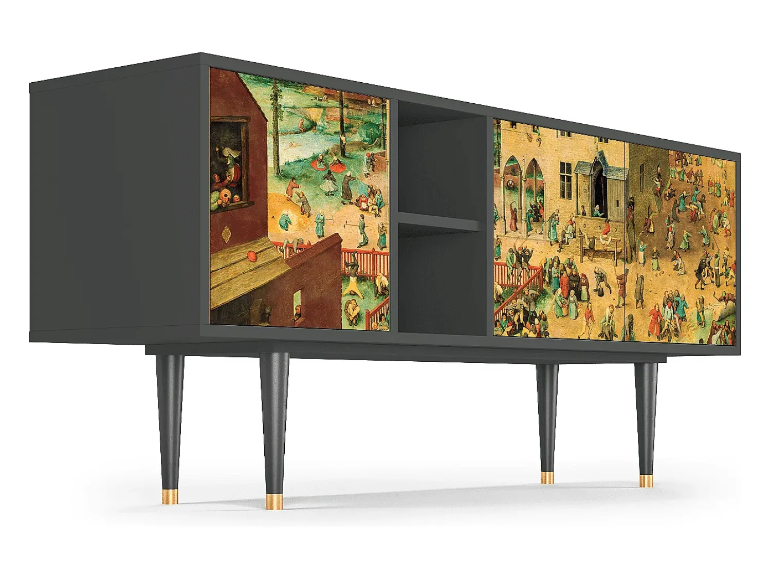 Móvel De Tv| Mueble de TV - 150х69х41 cm - T5 - Children Games, Antracite Cinza antracite