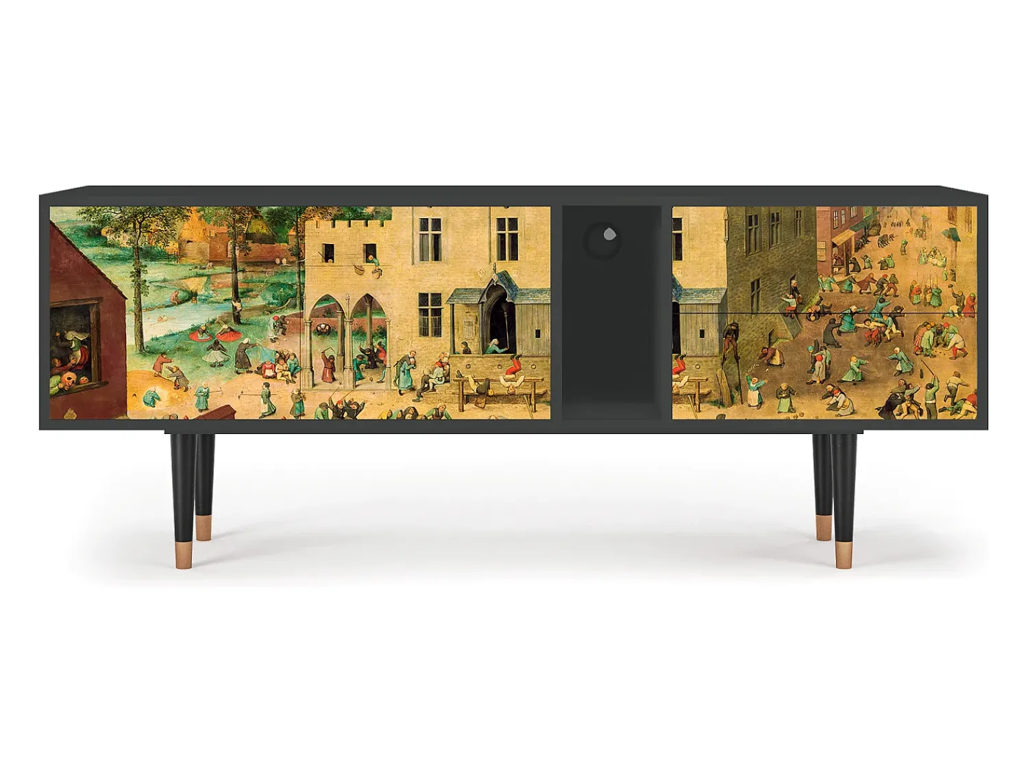 Móvel De Tv* Mueble de TV - 170х69х48 cm - T1 - Children Games, Antracite Cinza antracite