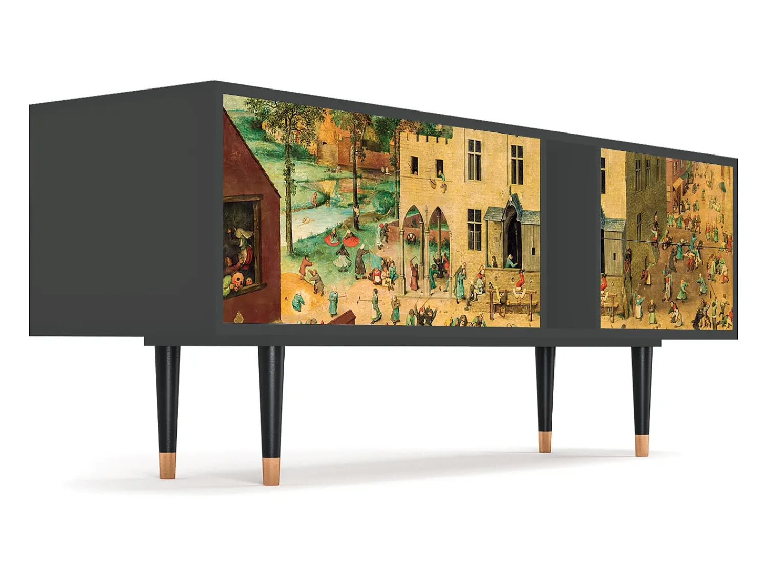Móvel De Tv* Mueble de TV - 170х69х48 cm - T1 - Children Games, Antracite Cinza antracite
