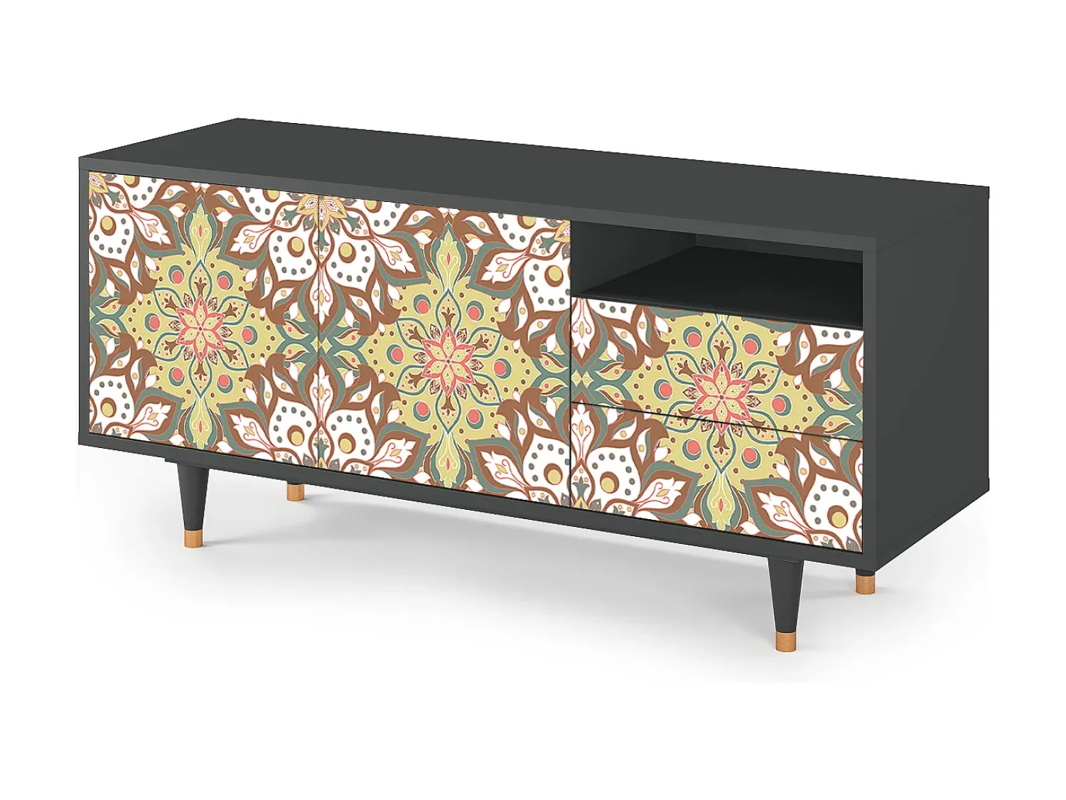 Clearance Mueble de TV - 125х56х41 cm - T7 - Chinese Tea, Antracite Cinza antracite