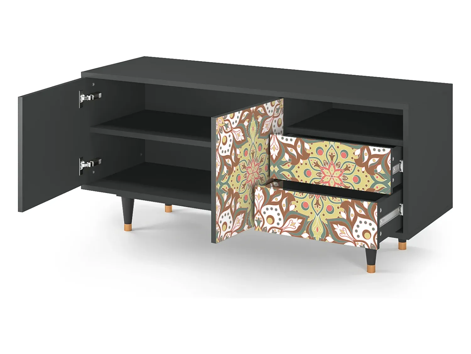 Clearance Mueble de TV - 125х56х41 cm - T7 - Chinese Tea, Antracite Cinza antracite