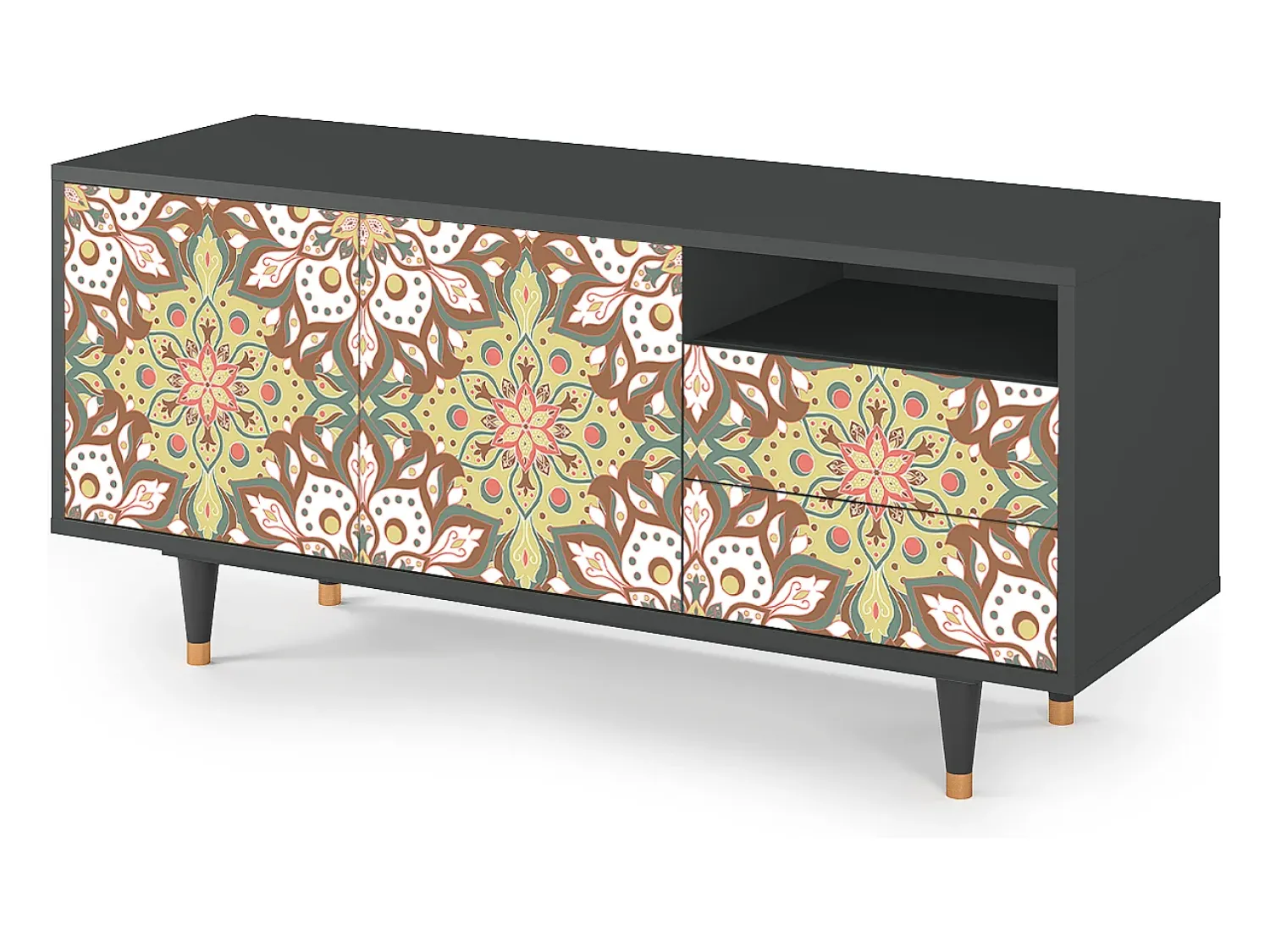 Clearance Mueble de TV - 125х56х41 cm - T7 - Chinese Tea, Antracite Cinza antracite