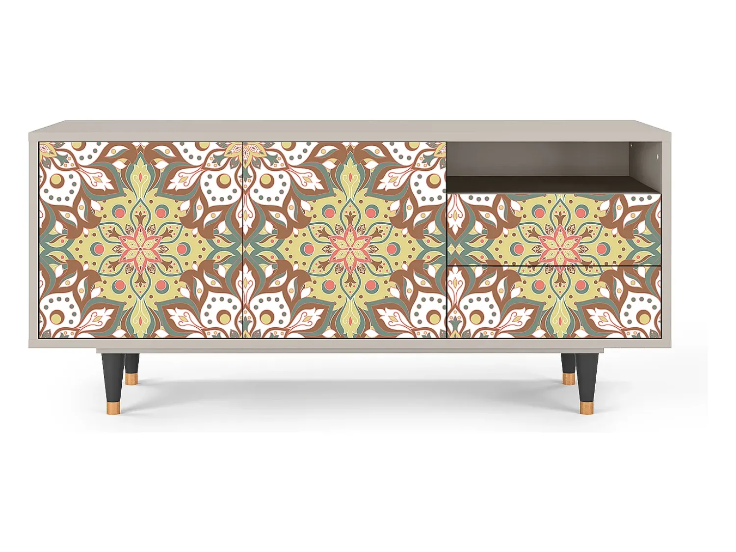 Móvel De Tv| Mueble de TV - 125х56х41 cm - T7 - Chinese Tea, Areia Bege