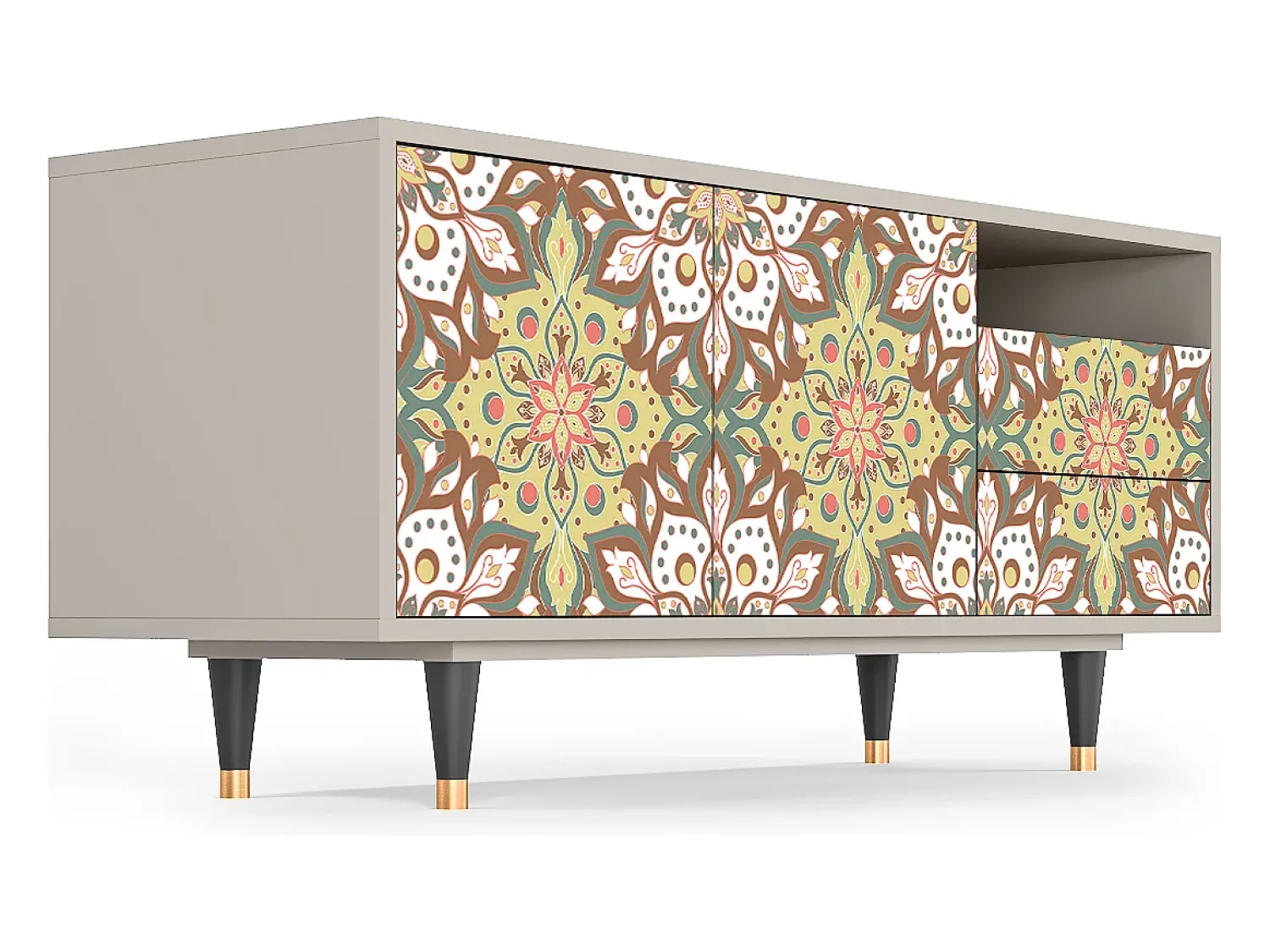 Móvel De Tv| Mueble de TV - 125х56х41 cm - T7 - Chinese Tea, Areia Bege