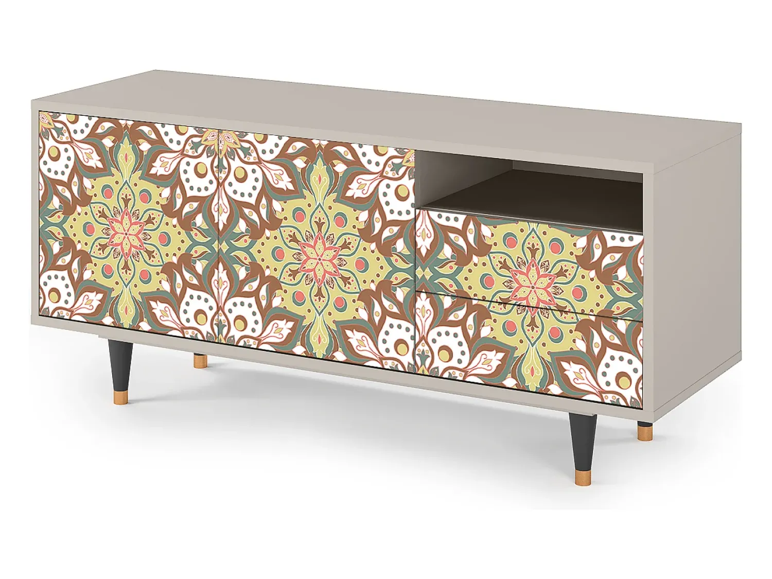 Móvel De Tv| Mueble de TV - 125х56х41 cm - T7 - Chinese Tea, Areia Bege