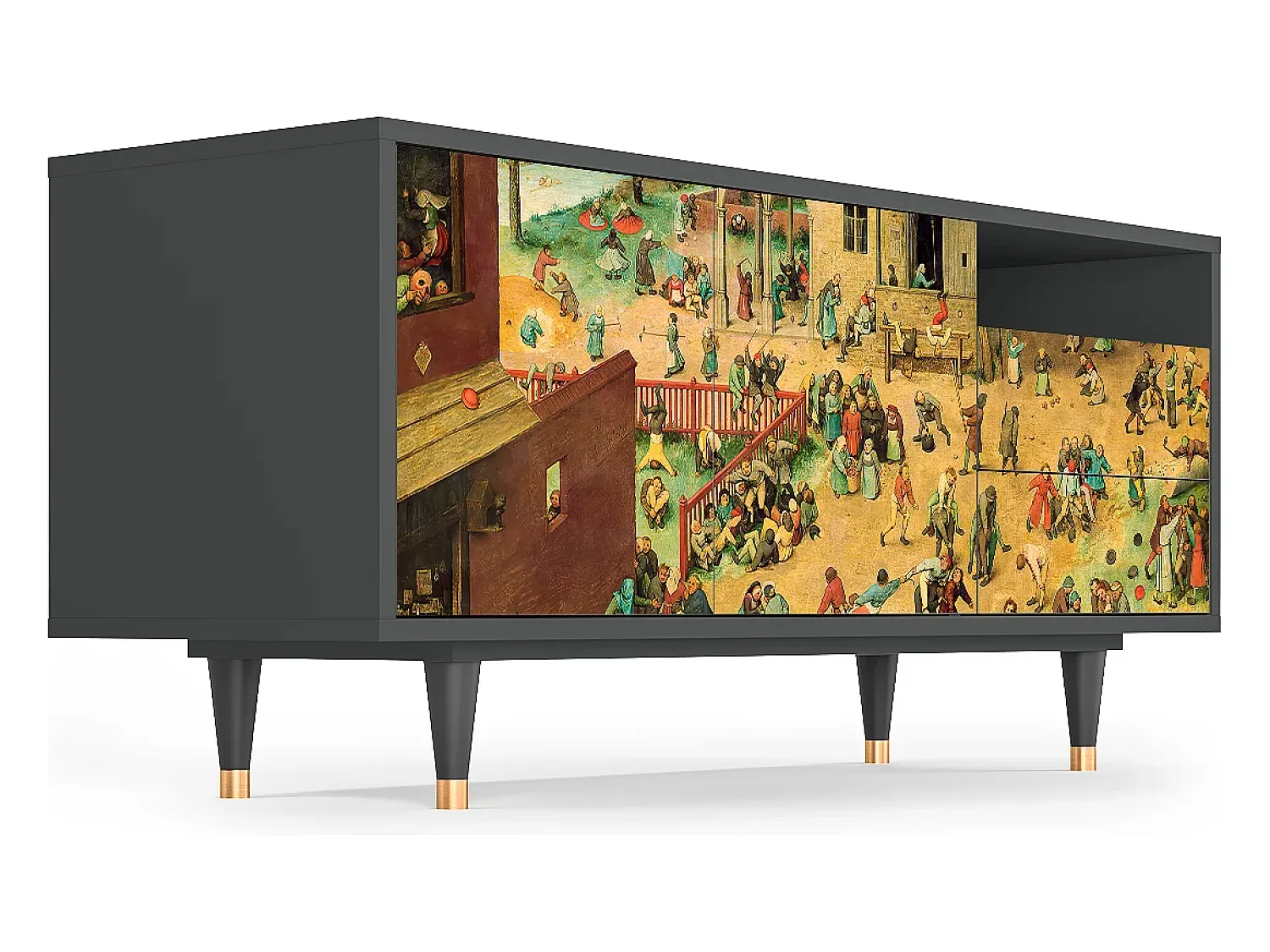 Mueble de TV - 125х56х41 cm - T7 - Children Games, Antracite^ Móvel De Tv