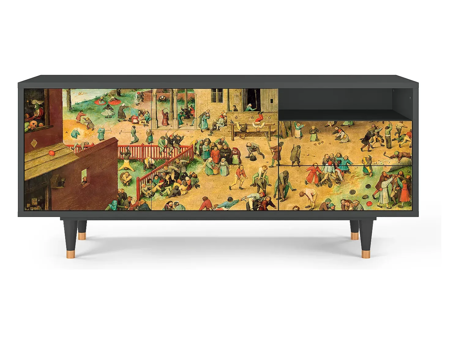 Mueble de TV - 125х56х41 cm - T7 - Children Games, Antracite^ Móvel De Tv