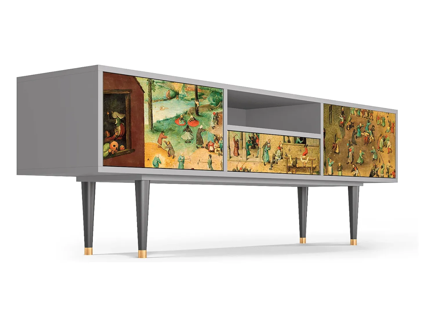 Móvel De Tv* Mueble de TV - 170х59х41 cm - T6 - Children Games, Cinza Cinzento