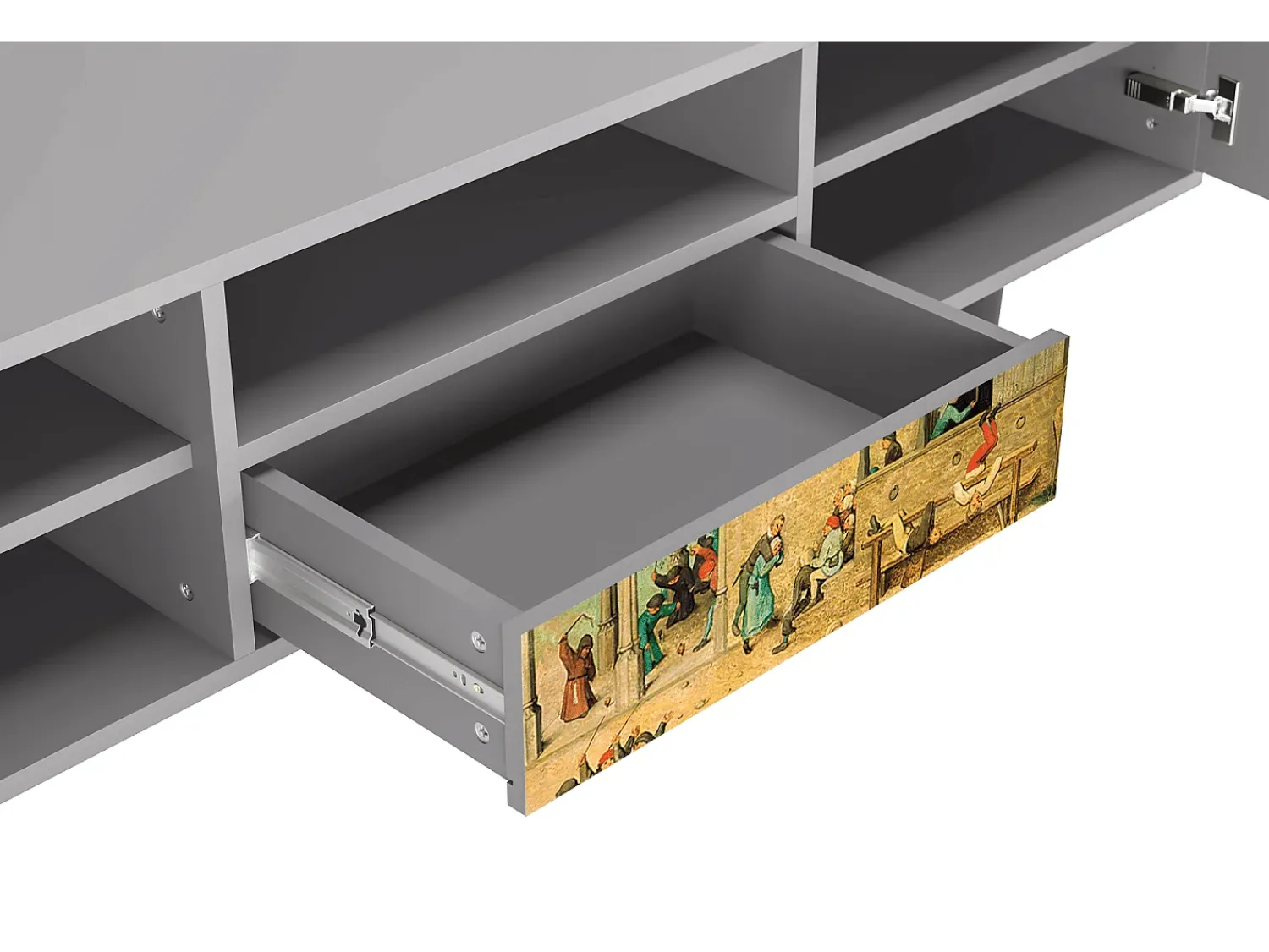Móvel De Tv* Mueble de TV - 170х59х41 cm - T6 - Children Games, Cinza Cinzento