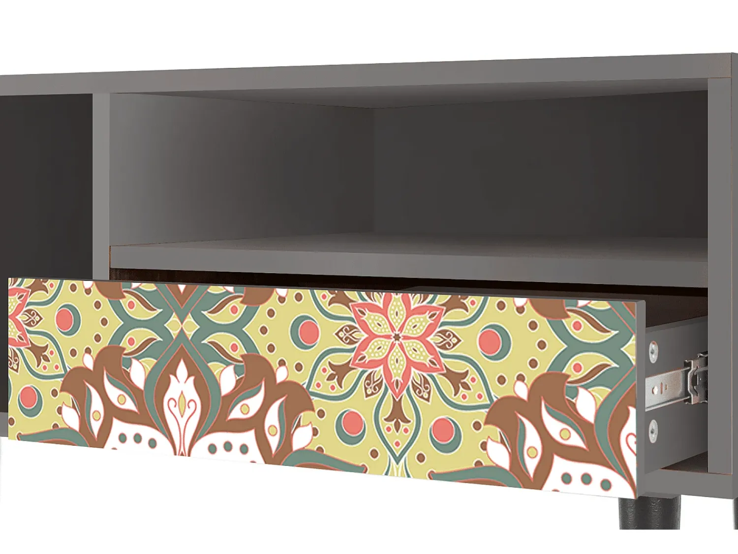 Móvel De Tv* Mueble de TV - 115х59х48 cm - T3 - Chinese Tea, Cinza Cinzento