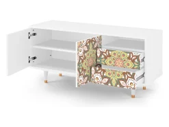 Móvel De Tv* Mueble de TV - 125х56х41 cm - T7 - Chinese Tea, Branco Bege