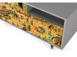 Móvel De Tv* Mueble de TV - 125х56х41 cm - T7 - Children Games, Cinza Cinzento
