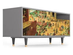 Móvel De Tv* Mueble de TV - 125х56х41 cm - T7 - Children Games, Cinza Cinzento