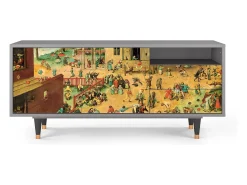 Móvel De Tv* Mueble de TV - 125х56х41 cm - T7 - Children Games, Cinza Cinzento