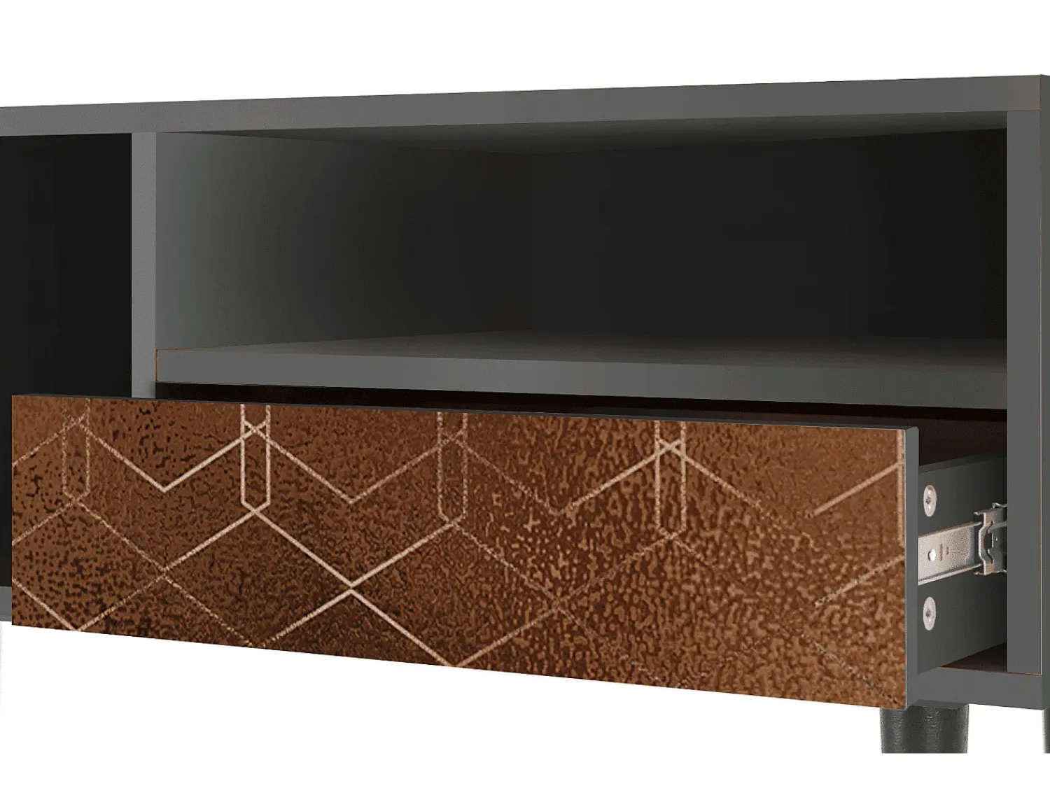 Móvel De Tv| Mueble de TV - 115х59х48 cm - T3 - Chocolate Bar, Antracite Cinza antracite