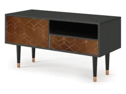 Móvel De Tv| Mueble de TV - 115х59х48 cm - T3 - Chocolate Bar, Antracite Cinza antracite