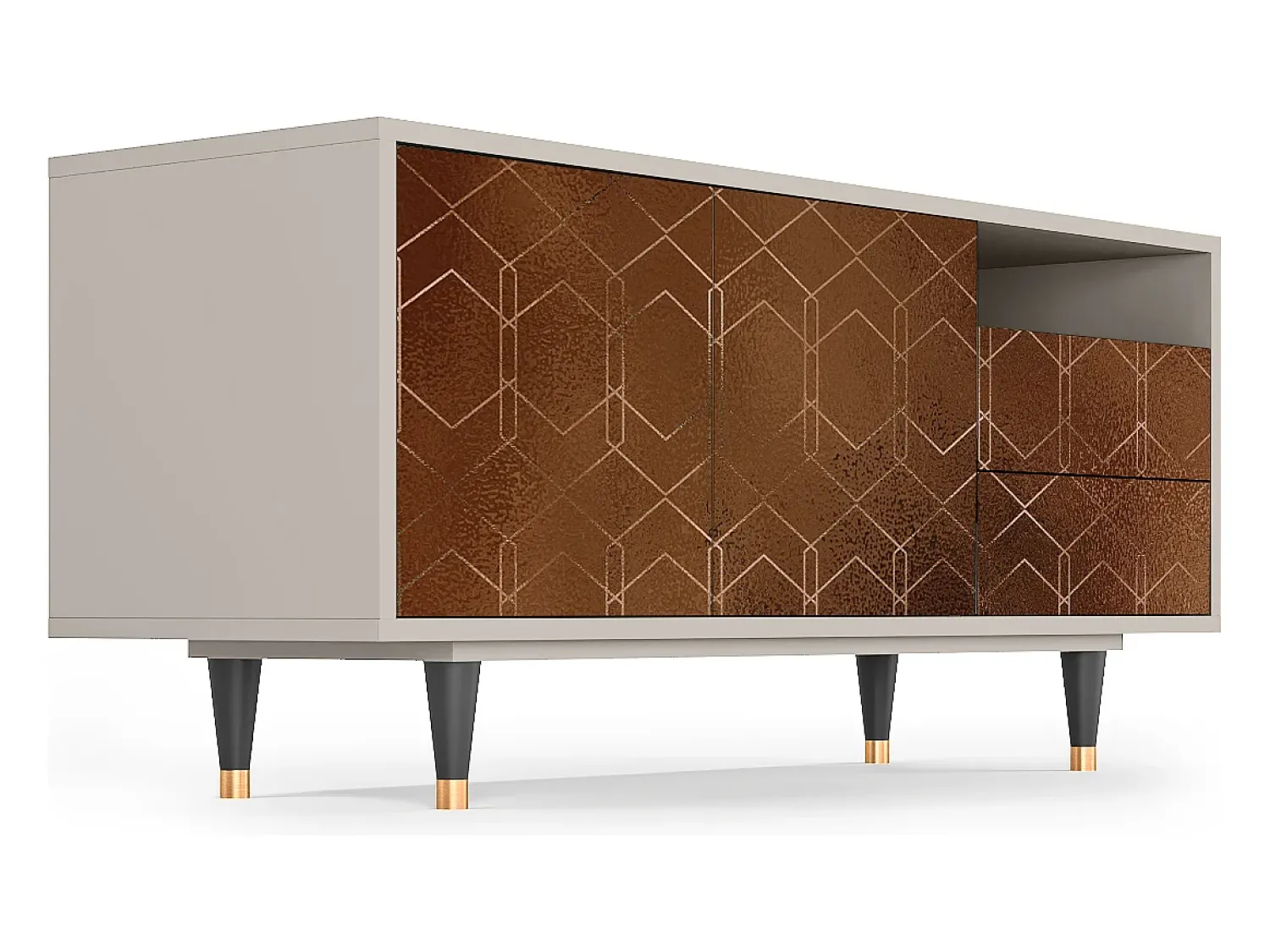 Móvel De Tv| Mueble de TV - 125х56х41 cm - T7 - Chocolate Bar, Areia Bege