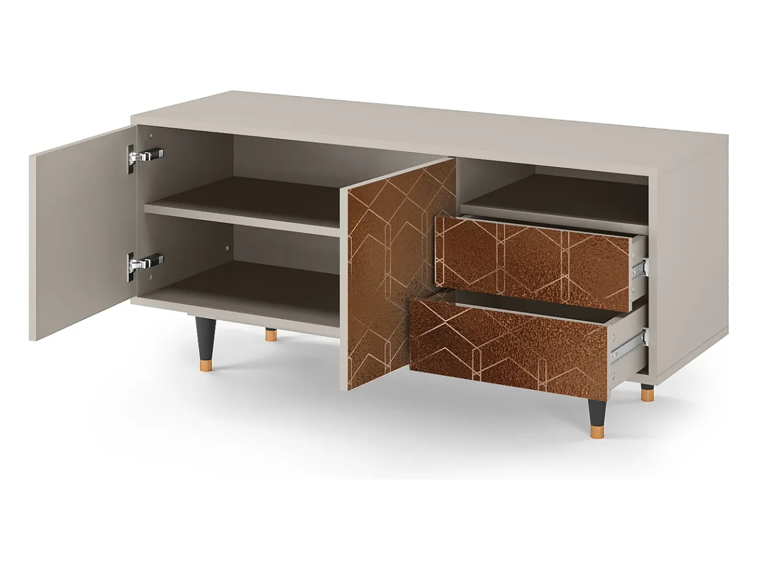 Móvel De Tv| Mueble de TV - 125х56х41 cm - T7 - Chocolate Bar, Areia Bege