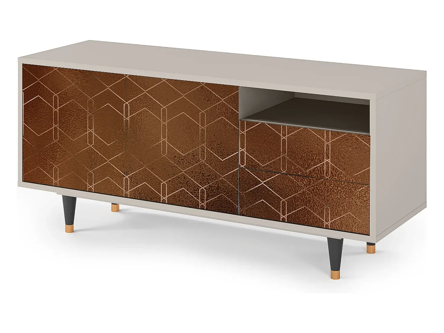 Móvel De Tv| Mueble de TV - 125х56х41 cm - T7 - Chocolate Bar, Areia Bege
