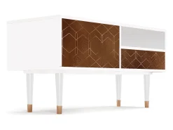 Mueble de TV - 115х59х48 cm - T3 - Chocolate Bar, Branco^ Móvel De Tv