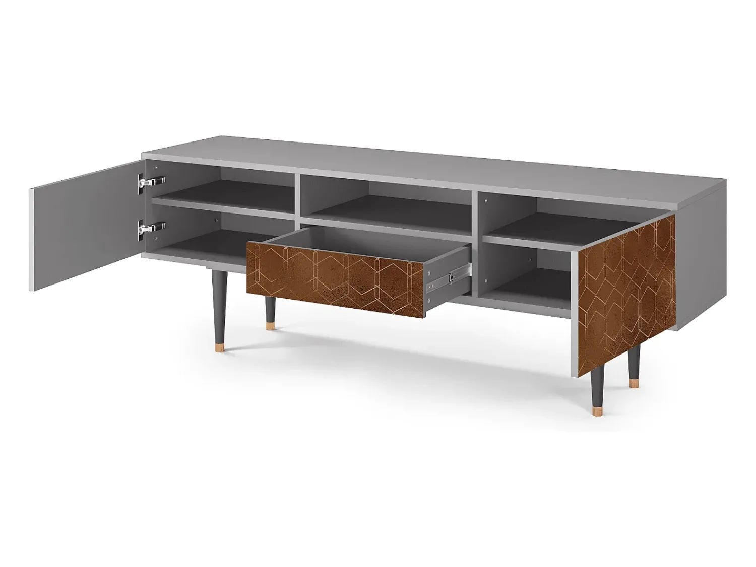 Hot Mueble de TV - 170х59х41 cm - T6 - Chocolate Bar, Cinza Cinzento