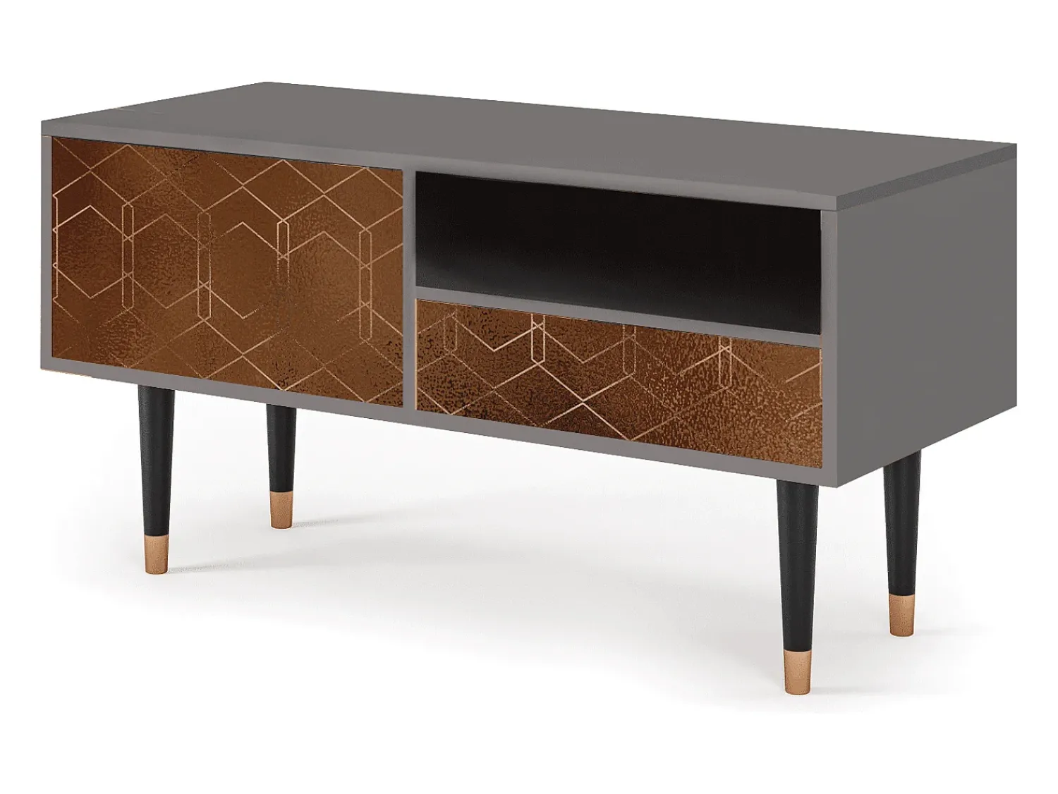 Móvel De Tv| Mueble de TV - 115х59х48 cm - T3 - Chocolate Bar, Cinza Cinzento