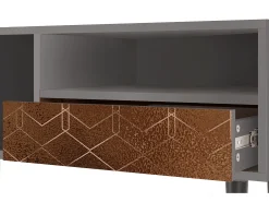Móvel De Tv| Mueble de TV - 115х59х48 cm - T3 - Chocolate Bar, Cinza Cinzento