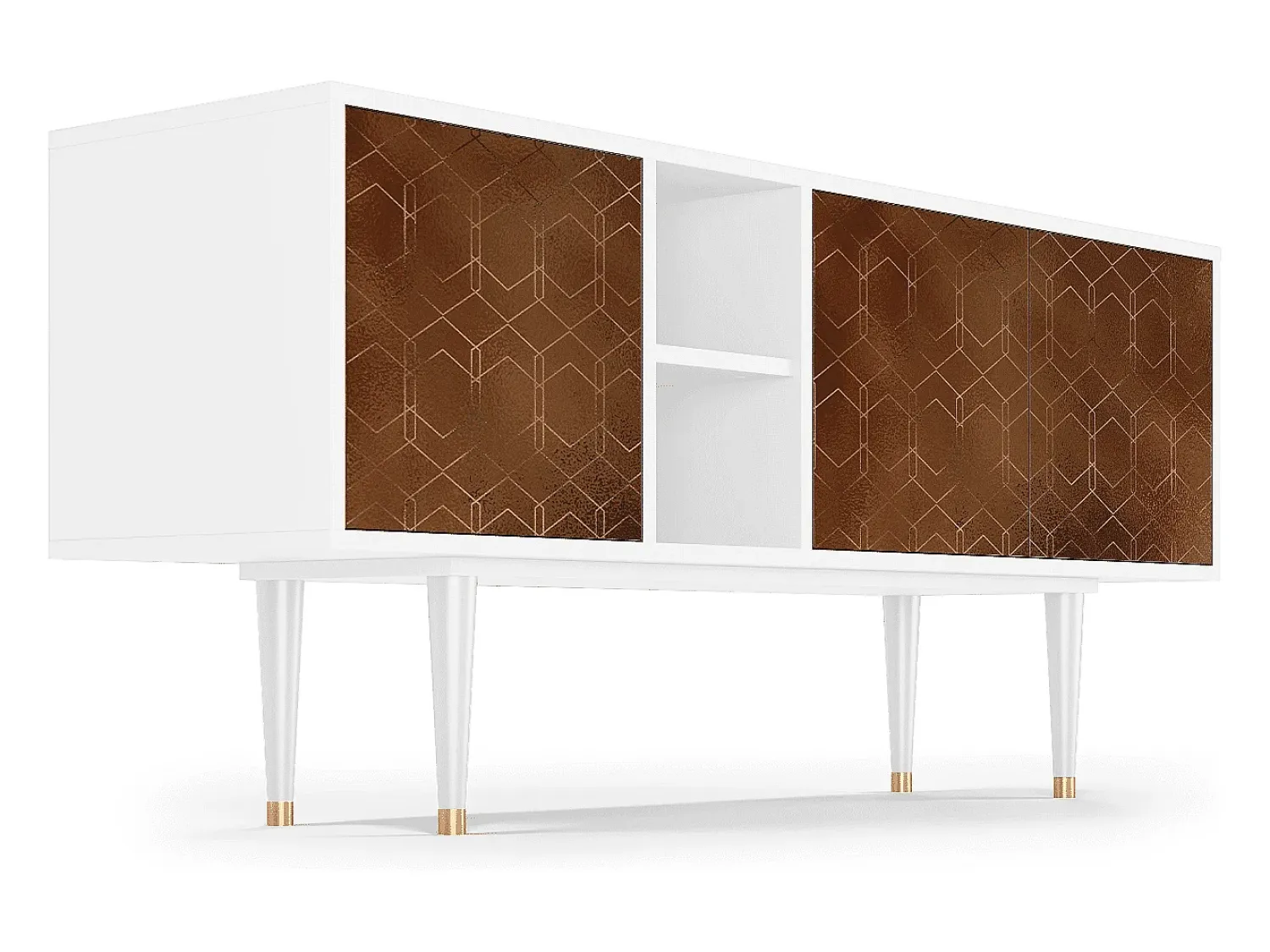 Hot Mueble de TV - 150х69х41 cm - T5 - Chocolate Bar, Branco Bege