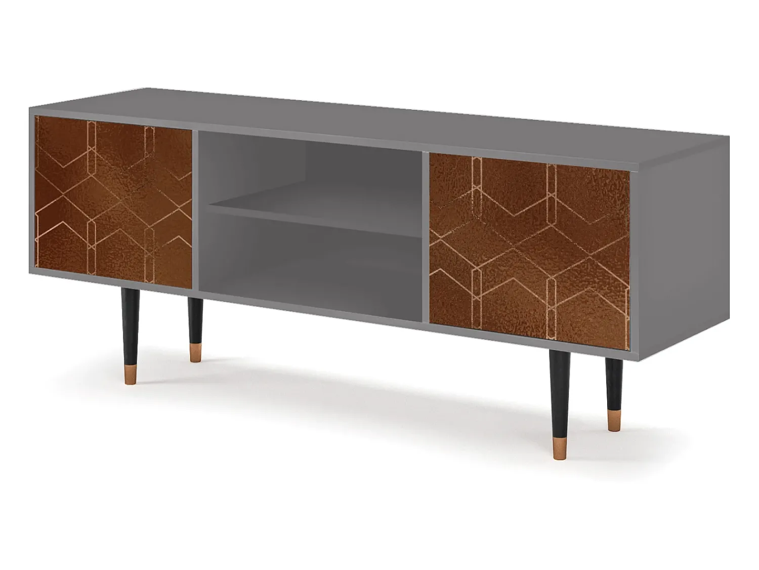 Móvel De Tv* Mueble de TV - 170х69х48 cm - T2 - Chocolate Bar, Cinza Cinzento