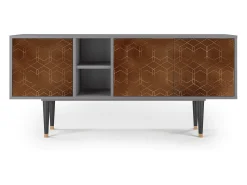 Móvel De Tv| Mueble de TV - 150х69х41 cm - T5 - Chocolate Bar, Cinza Cinzento