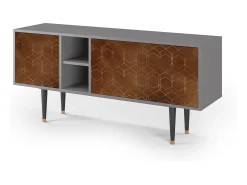 Móvel De Tv| Mueble de TV - 150х69х41 cm - T5 - Chocolate Bar, Cinza Cinzento