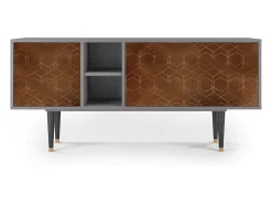 Móvel De Tv| Mueble de TV - 150х69х41 cm - T5 - Chocolate Bar, Cinza Cinzento