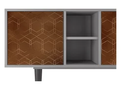 Móvel De Tv| Mueble de TV - 150х69х41 cm - T5 - Chocolate Bar, Cinza Cinzento