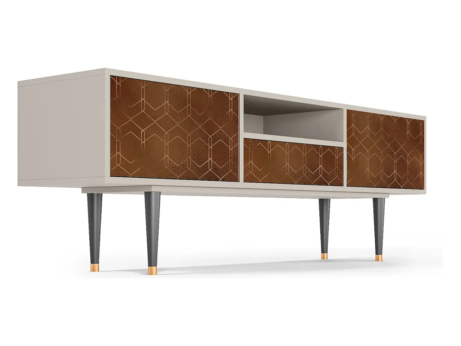 Móvel De Tv| Mueble de TV - 170х59х41 cm - T6 - Chocolate Bar, Areia Bege